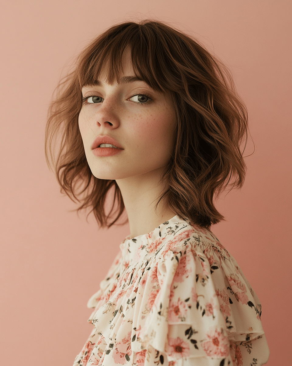 khaoula0921_A_STILL_OF_A_YOUNG_FEMALE_WOMAN_WITH_Tousled_Laye_38826397-8a24-4c8d-bb3c-5366af931d46_1 20 . 90s Layered Haircut Brunette Face Framing Bangs