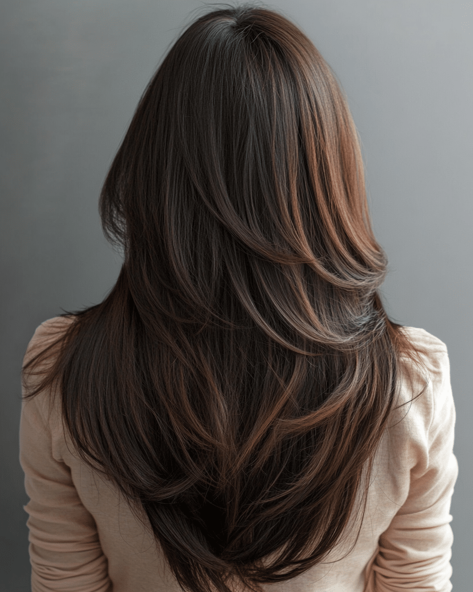khaoula0921_A_STILL_OF_A_YOUNG_FEMALE_WOMAN_WITH_V-Cut_Layers_84d71654-f2fe-4cfa-86af-7b726b996ff7_2 20 Inspiring Layered Haircuts for Long Hair: Find the Perfect Style for Your Hair Type