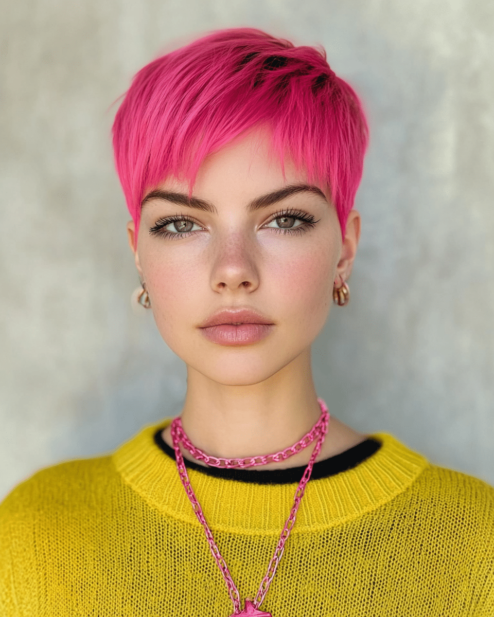 khaoula0921_A_STILL_OF_A_YOUNG_WOAMN_WITH_Neon_Pink_Pixie_Cut_d53b9d63-73ea-4754-b07f-cb7efd9329a4_1 The Ultimate Guide to Trendy Pink Hairstyles and Haircuts