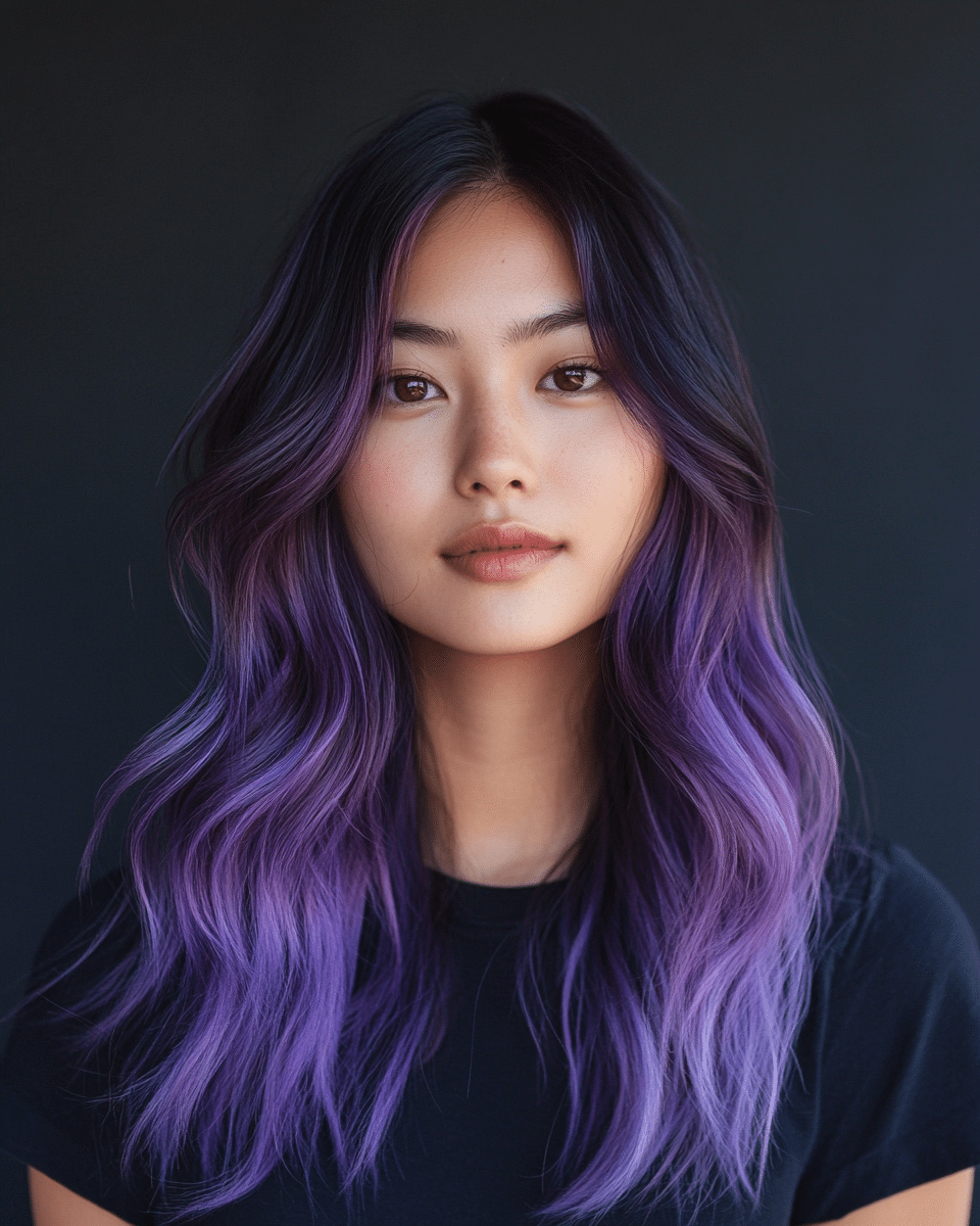 khaoula0921_A_STILL_OF_Violet_Ombre_Violet_Ombre_blends_deep__5009ab38-ee41-4b7d-988a-b1fa112264f6_1 The Ultimate Guide to Stunning Purple Hair Colors: 17 Trendy Shades to Try
