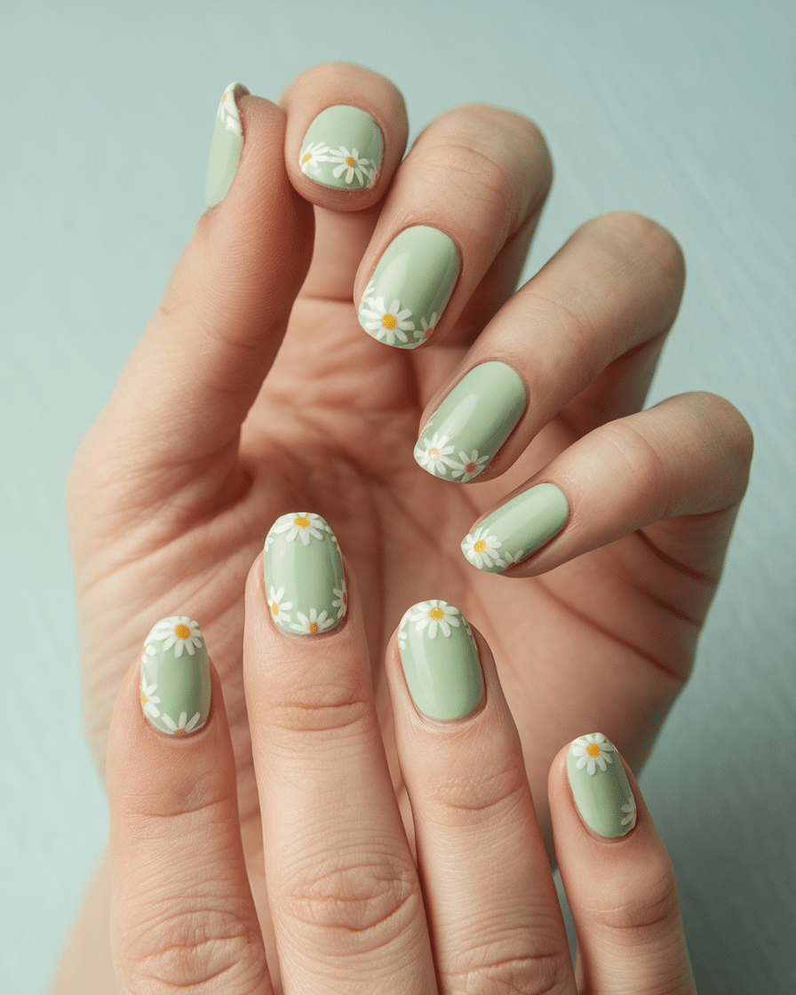 Daisy Dreams Green Garden Nails: The Ultimate Floral Manicure Trend