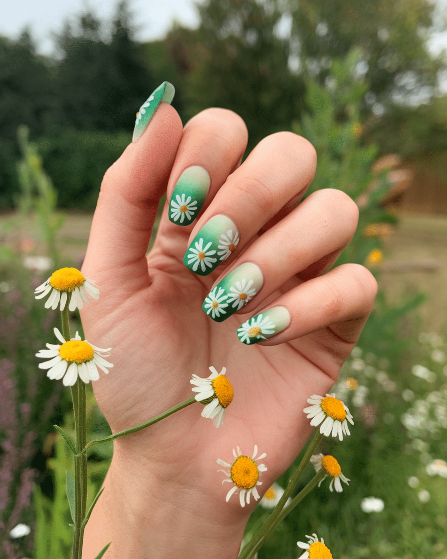 Daisy Dreams Green Garden Nails: The Ultimate Floral Manicure Trend