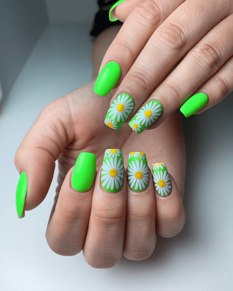 Daisy Dreams Green Garden Nails: The Ultimate Floral Manicure Trend