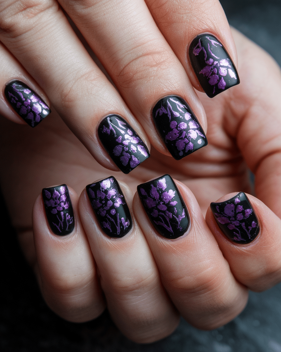 10 Purple and Black Nail Designs to Unleash Your Look