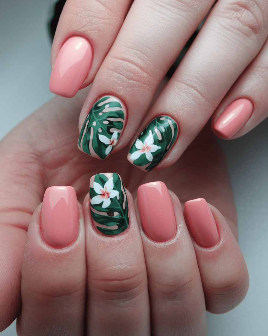 0006_4_a-photo-of-a-hand-with-salmon-pink-nails_teh2T-2OQOuhj-yRUvv2gw_0YZ21YiKSlG0EDYDJviPIg_cover 18 Floral Designs Summer Pink Acrylic Nails