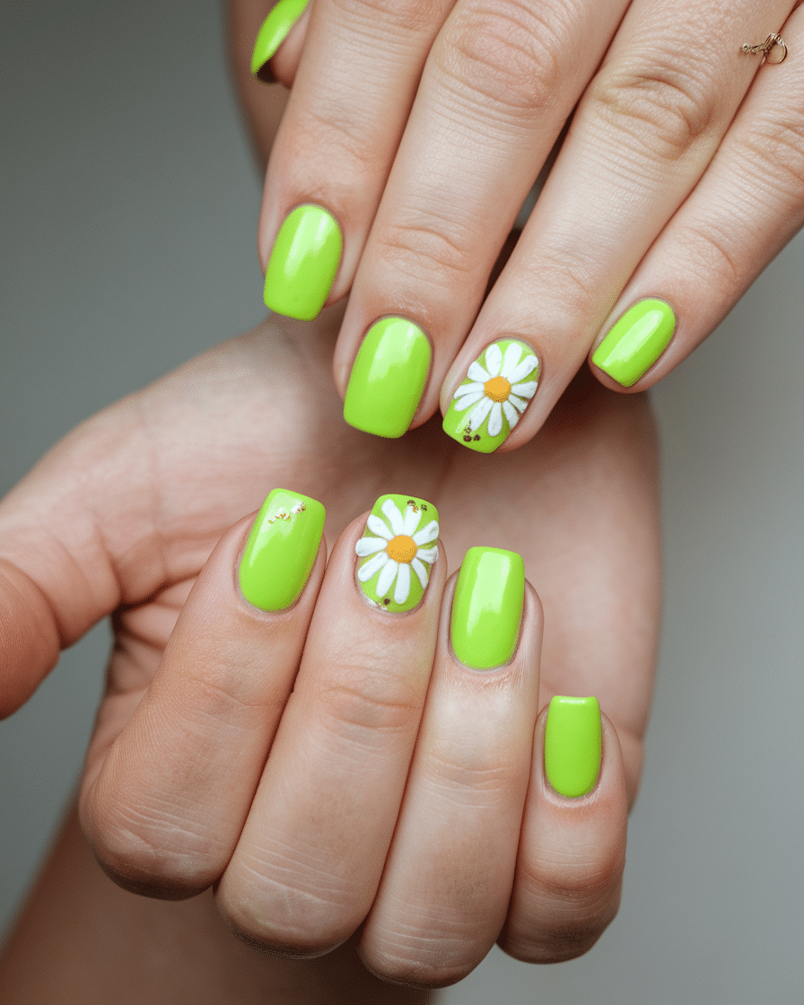 Daisy Dreams Green Garden Nails: The Ultimate Floral Manicure Trend