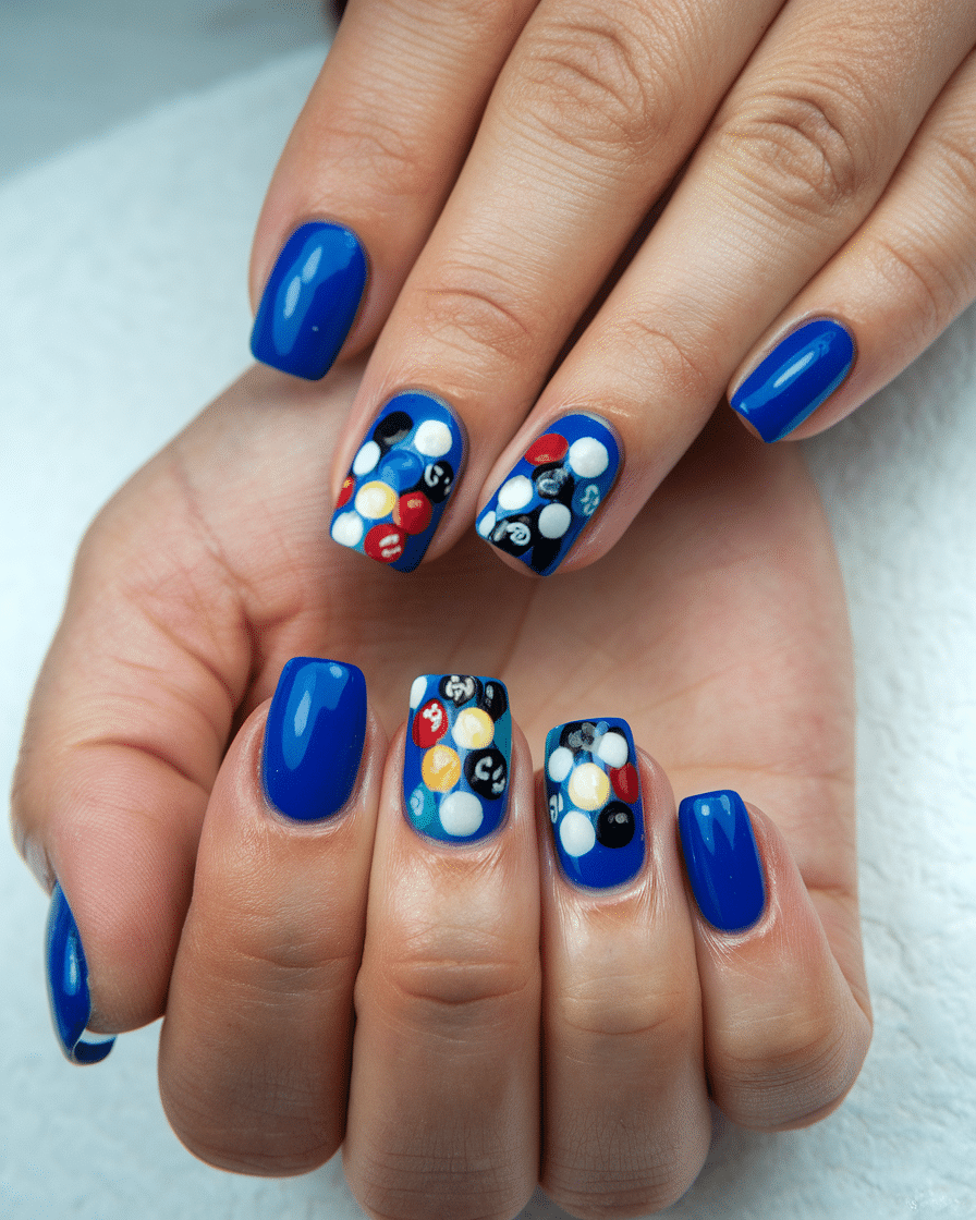 15 Pool Ball Design, 3D Cherry Nails, Almond Press-On Nails