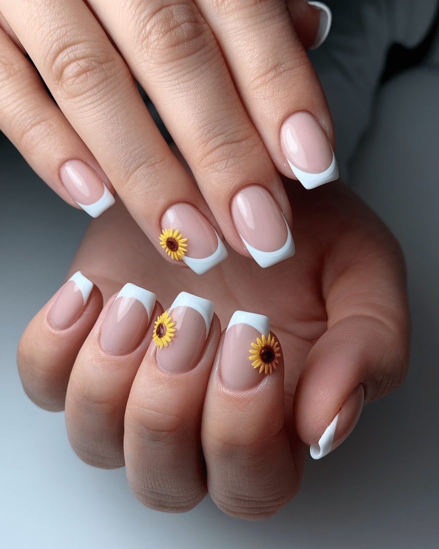 Vibrant Yellow Sunflower Nail Design Ideas