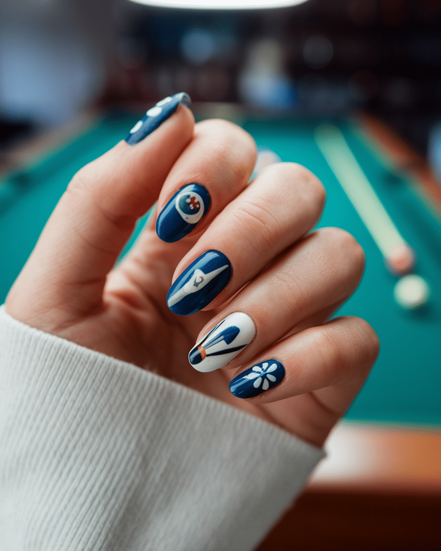 15 Pool Ball Design, 3D Cherry Nails, Almond Press-On Nails