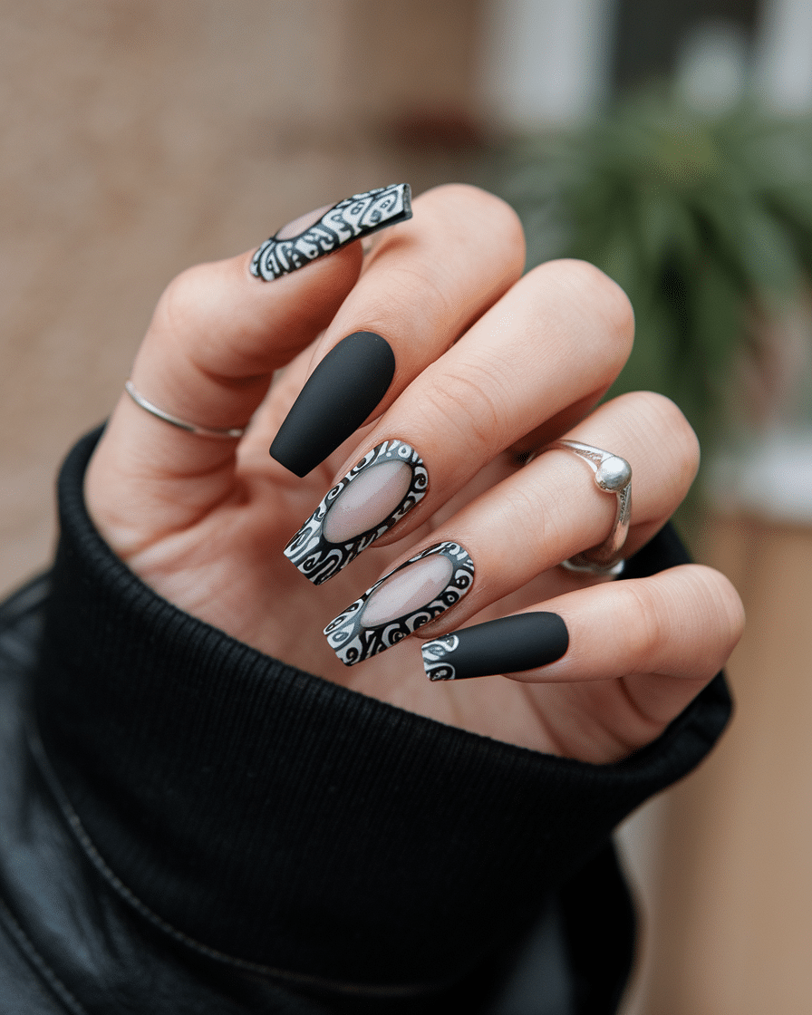 18 Stunning Black and White Nail Designs for a Classy Look