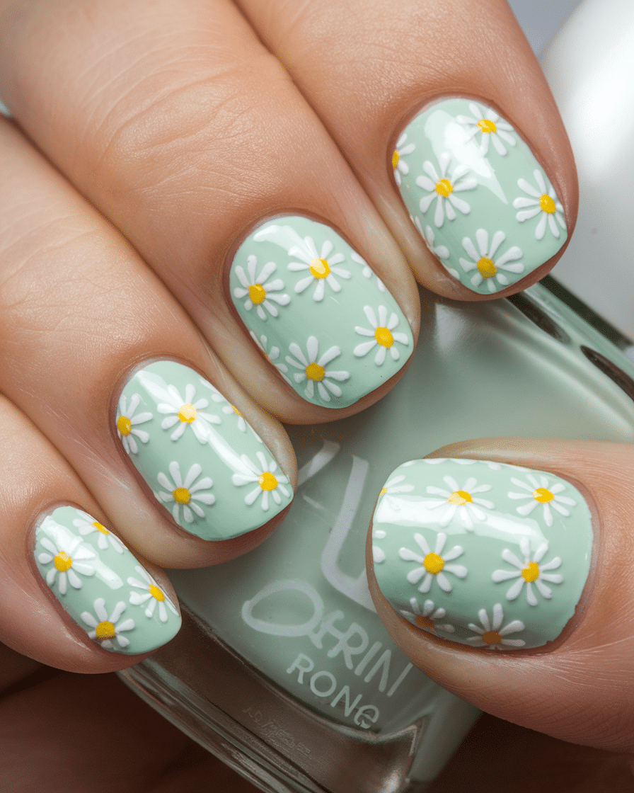 Daisy Dreams Green Garden Nails: The Ultimate Floral Manicure Trend