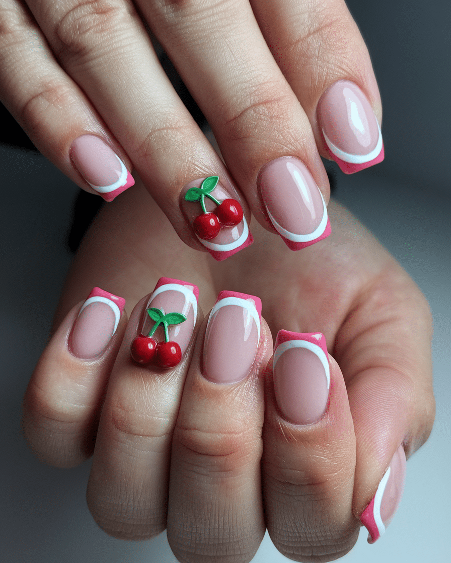 15 Pool Ball Design, 3D Cherry Nails, Almond Press-On Nails