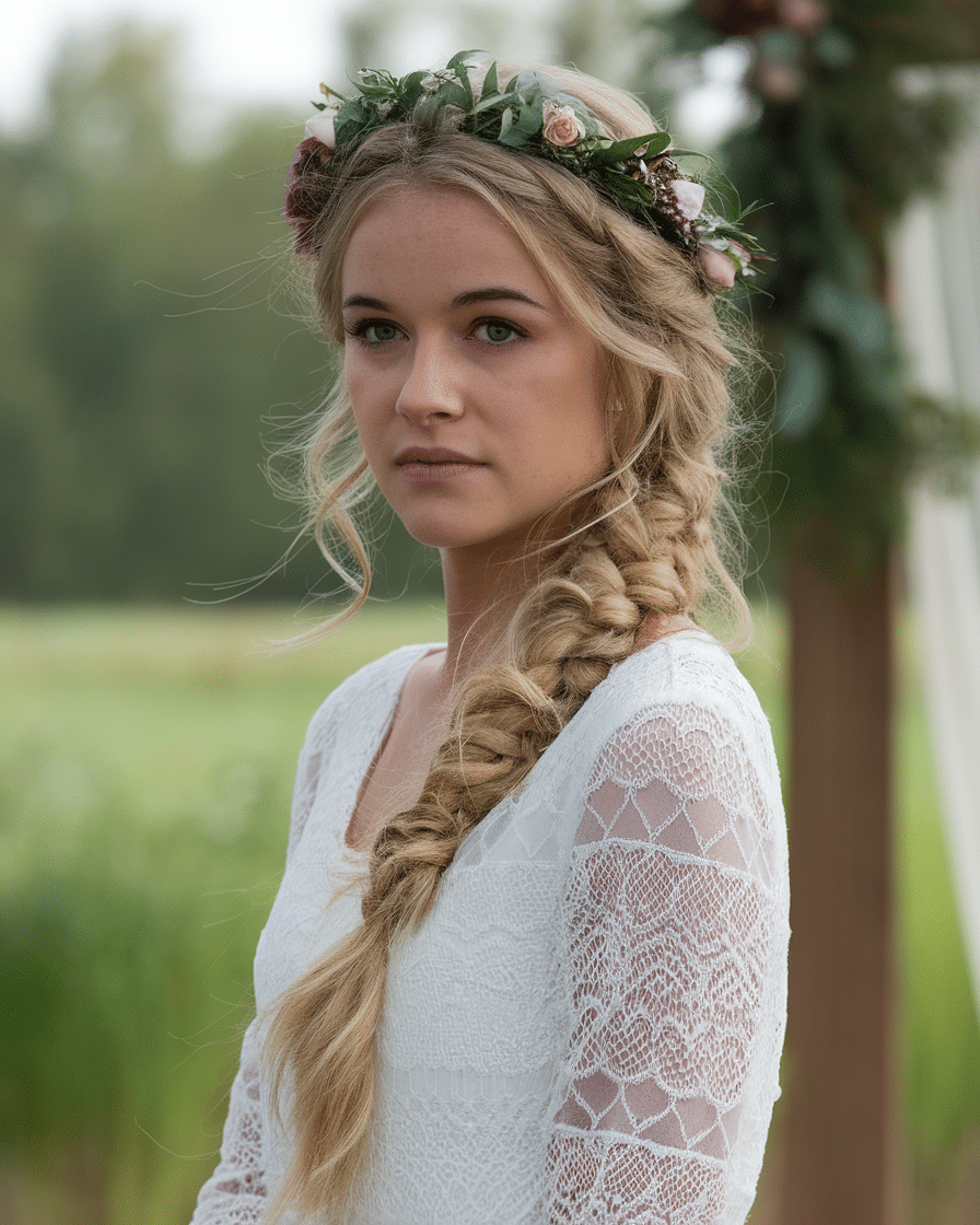 Wedding Hairstyles 2025: Waterfall Braid with Soft Curls