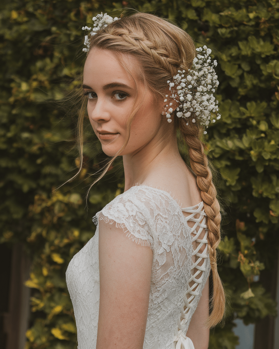 Wedding Hairstyles 2025: Waterfall Braid with Soft Curls