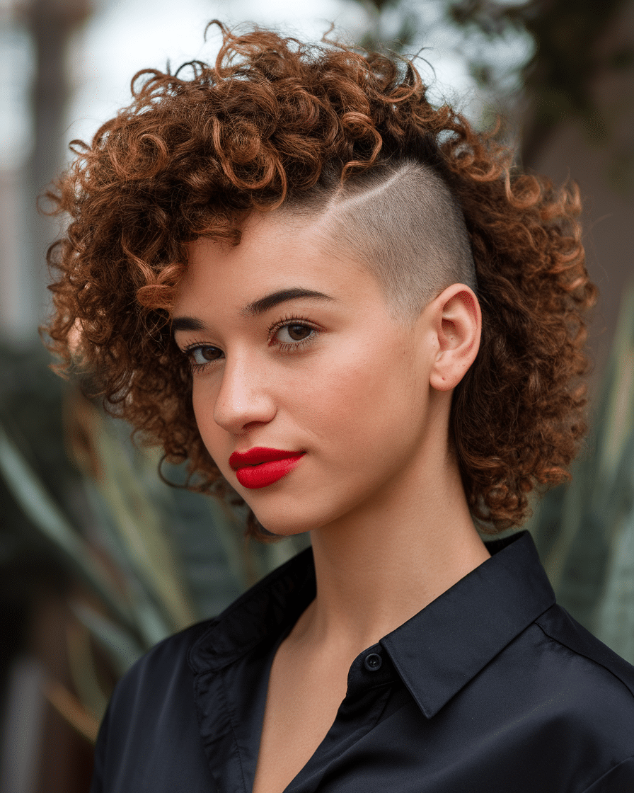 Long Curly Hair with Undercut Women Hairstyles