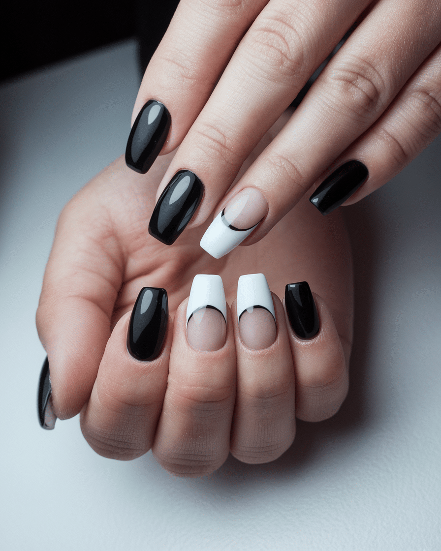 20 Stunning Black and White Nail Designs for a Classy Look