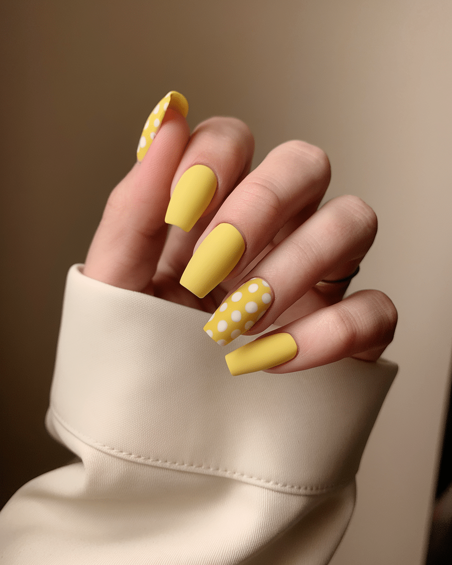 19 Cute Spring Nails That Will Never Go Out of Style: Daisy Nude Nails & Yellow Nail