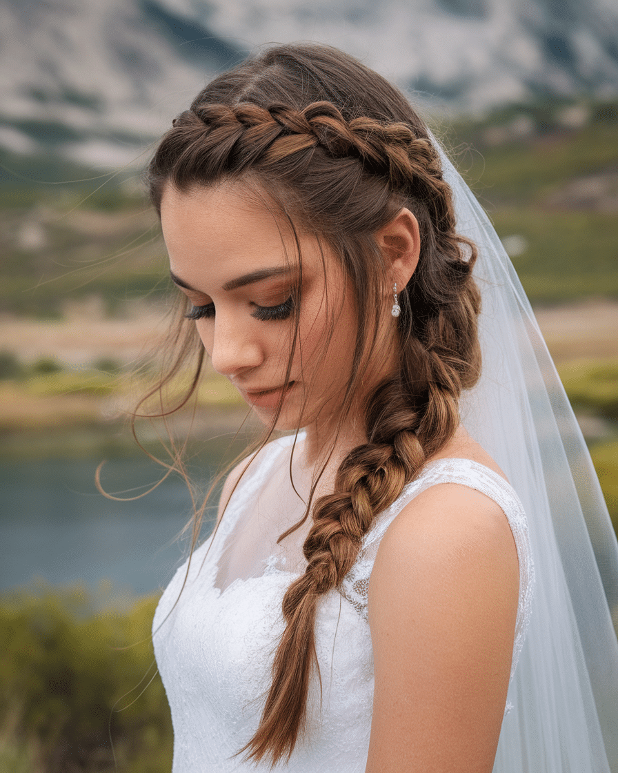 Wedding Hairstyles 2025: Waterfall Braid with Soft Curls