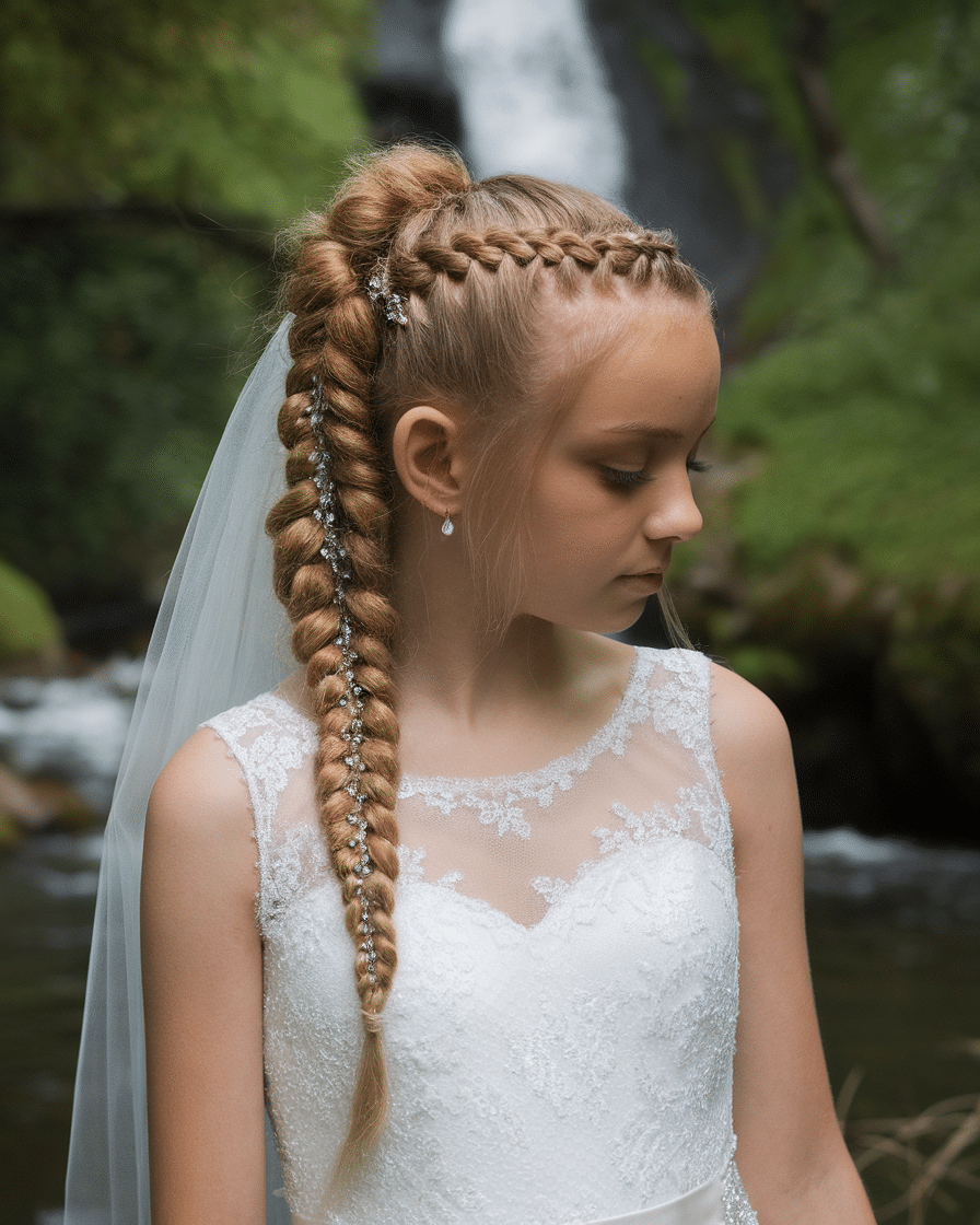 Wedding Hairstyles 2025: Waterfall Braid with Soft Curls