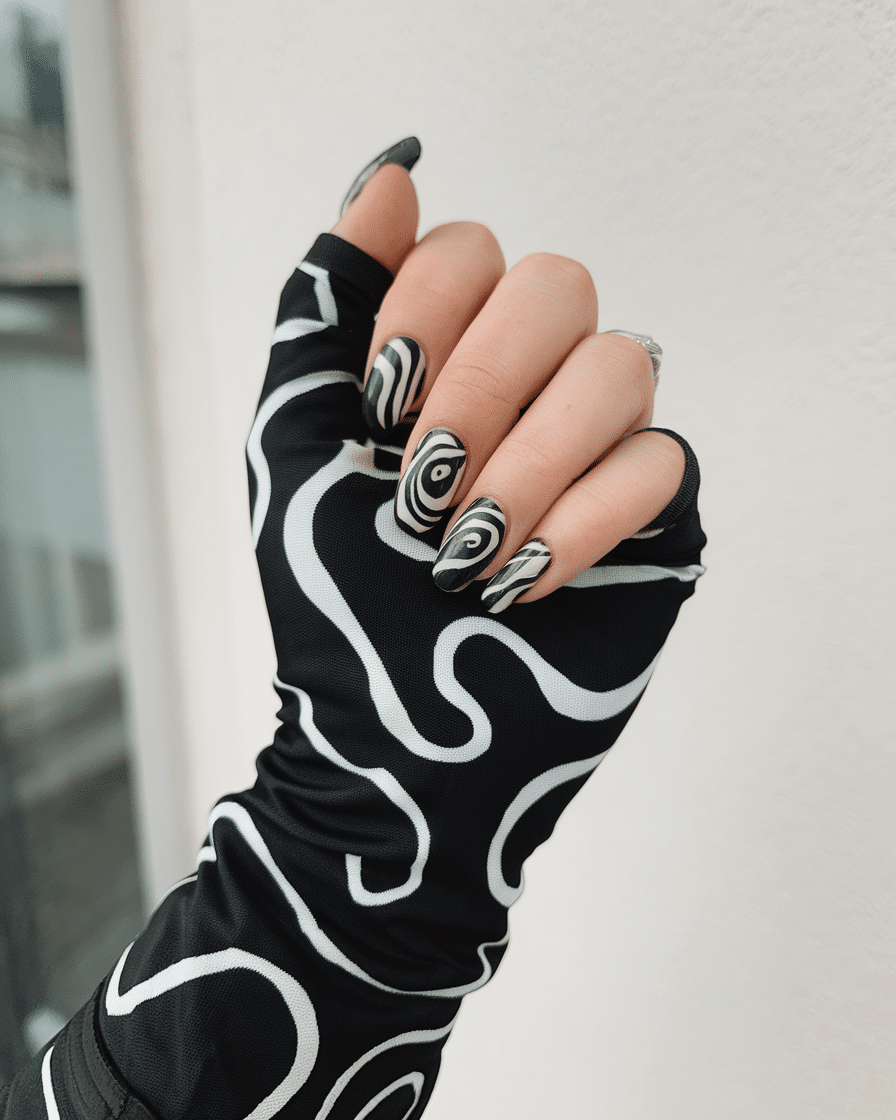 20 Stunning Black and White Nail Designs for a Classy Look