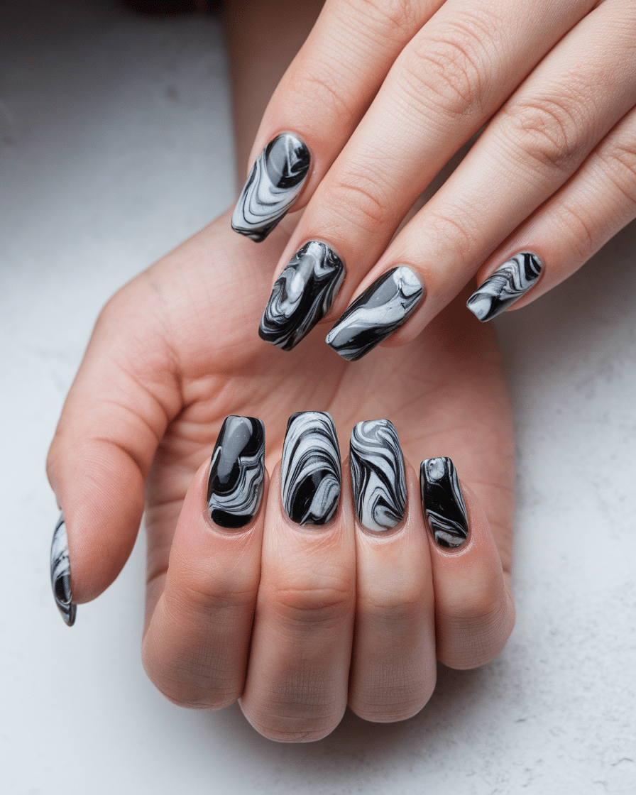 20 Stunning Black and White Nail Designs for a Classy Look