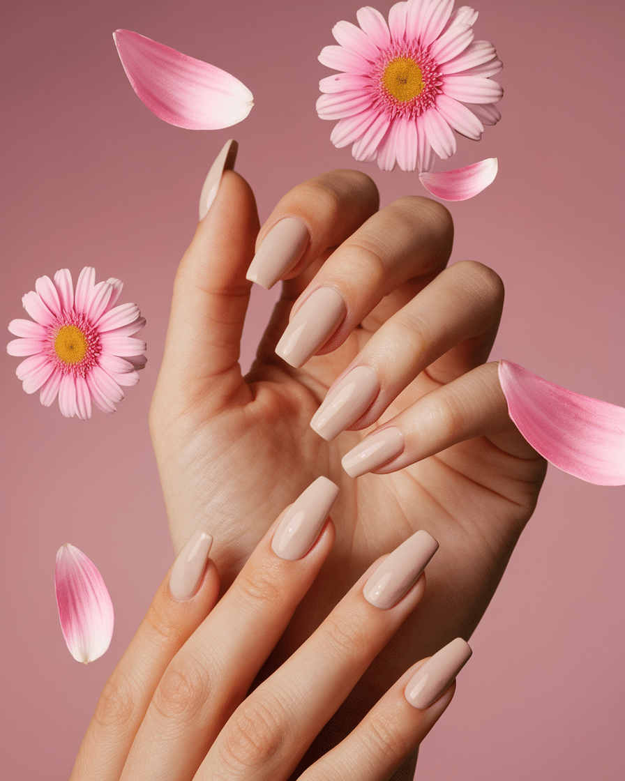 19 Cute Spring Nails That Will Never Go Out of Style: Daisy Nude Nails & Yellow Nail