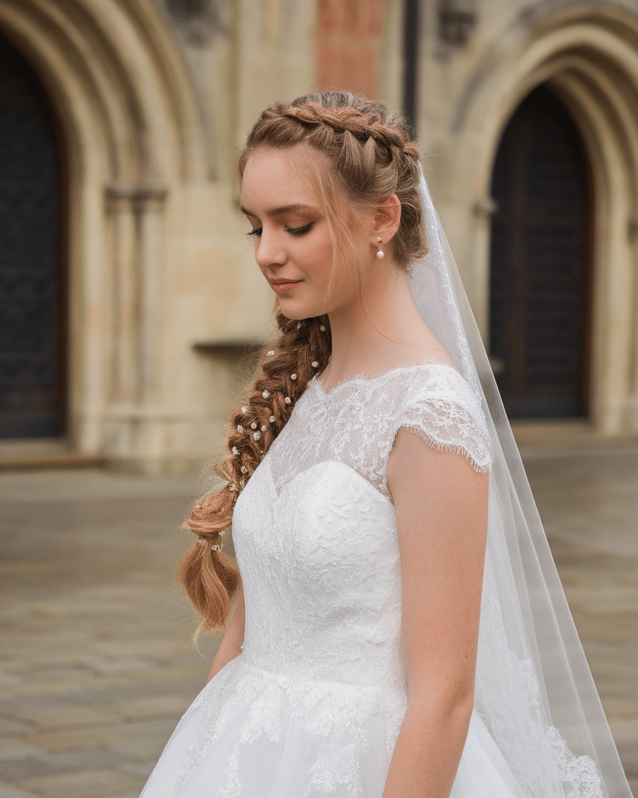 Wedding Hairstyles 2025: Waterfall Braid with Soft Curls