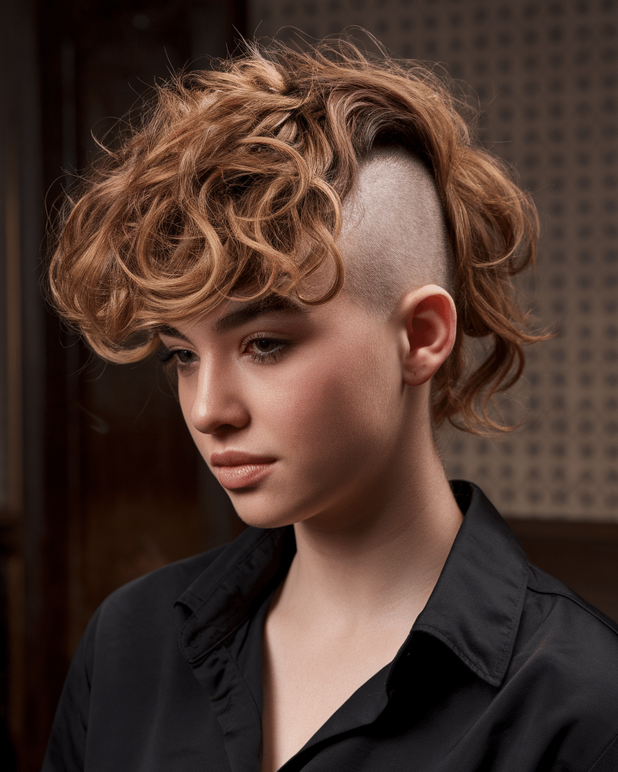 Long Curly Hair with Undercut Women Hairstyles