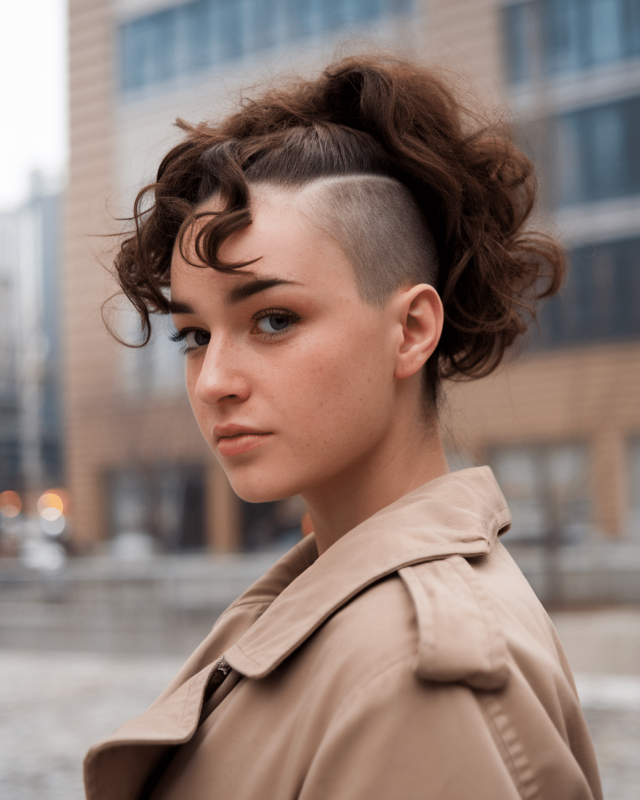 Long Curly Hair with Undercut Women Hairstyles