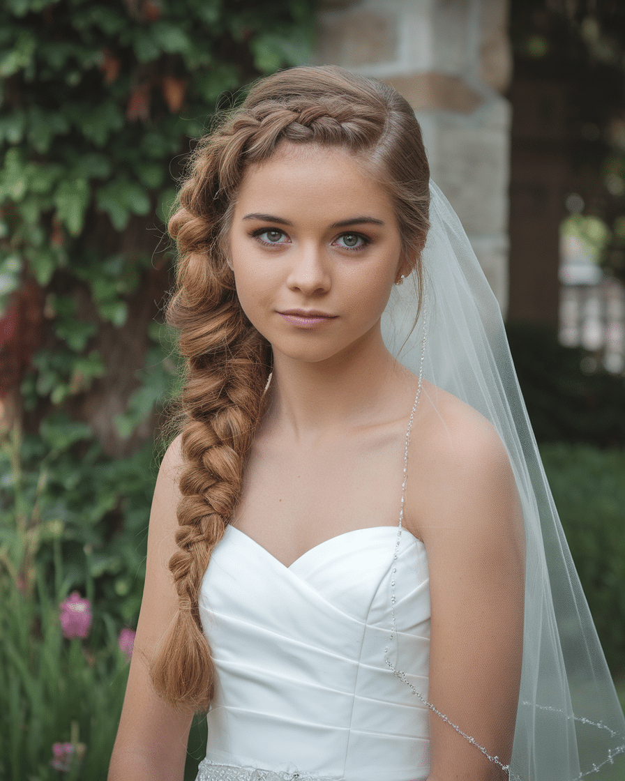 Wedding Hairstyles 2025: Waterfall Braid with Soft Curls