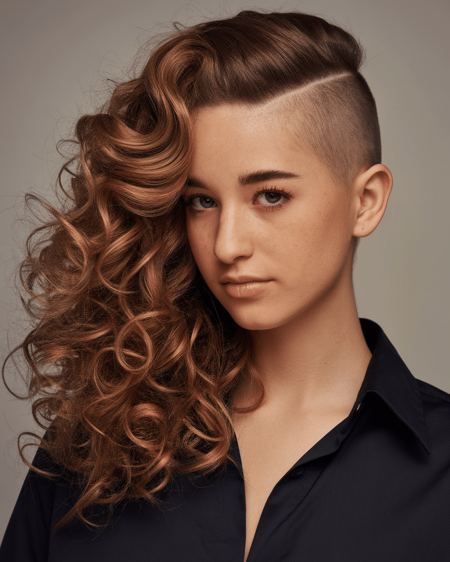 Long Curly Hair with Undercut Women Hairstyles