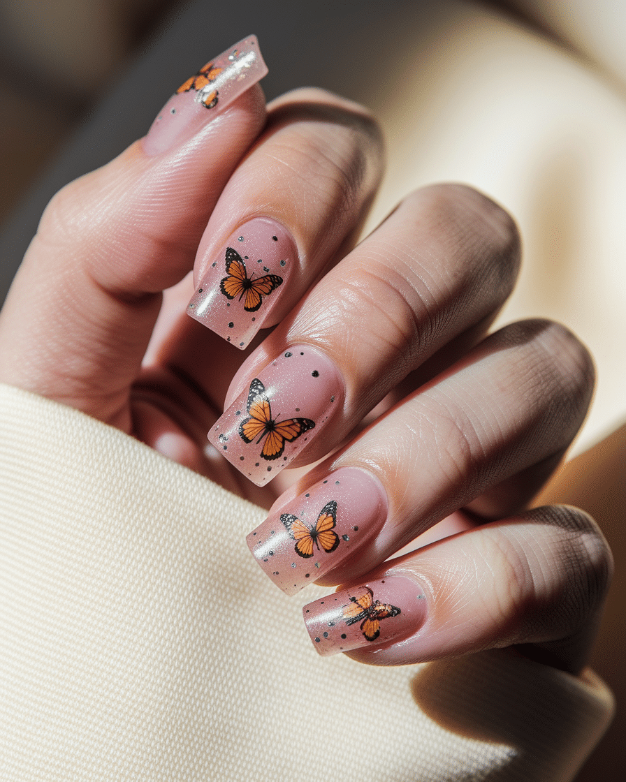 0012_3_a-close-up-photograph-of-a-beautiful-han_Yr1iGOA8SZaNZDPLGwK7Xw_D69g5judSY2qNaKy_OZjoA Butterfly Nail Art Ideas That Add Whimsy and Elegance to Every Manicure