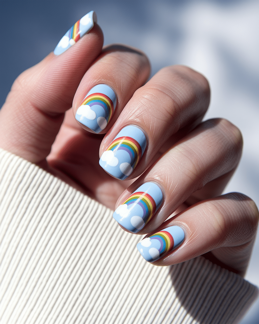 0013_3_a-close-up-photograph-of-a-beautiful-han_qdNv7rXyR0iW6yMSVctkuw_Mq2GkGK1T8Oo437Egb0gfw_cover The Dreamiest Summer Nail Trend: Blue Sky Nails with Fluffy Clouds