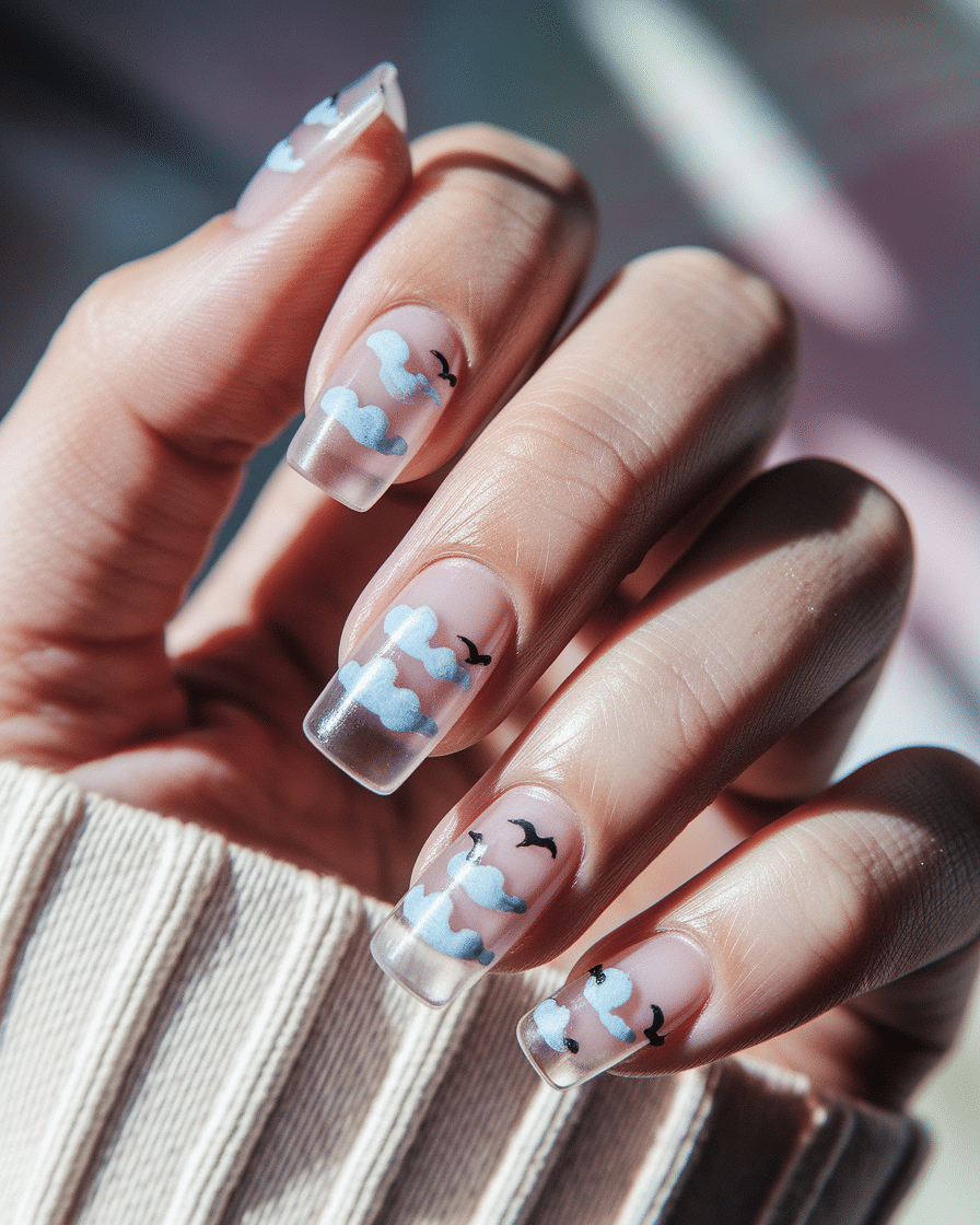 0014_2_a-close-up-photograph-of-a-beautiful-han_57wtmOVKSLqQsSA6A8N_dg_JOJVoPZmRF2xKlFz5LSrJg_cover The Dreamiest Summer Nail Trend: Blue Sky Nails with Fluffy Clouds