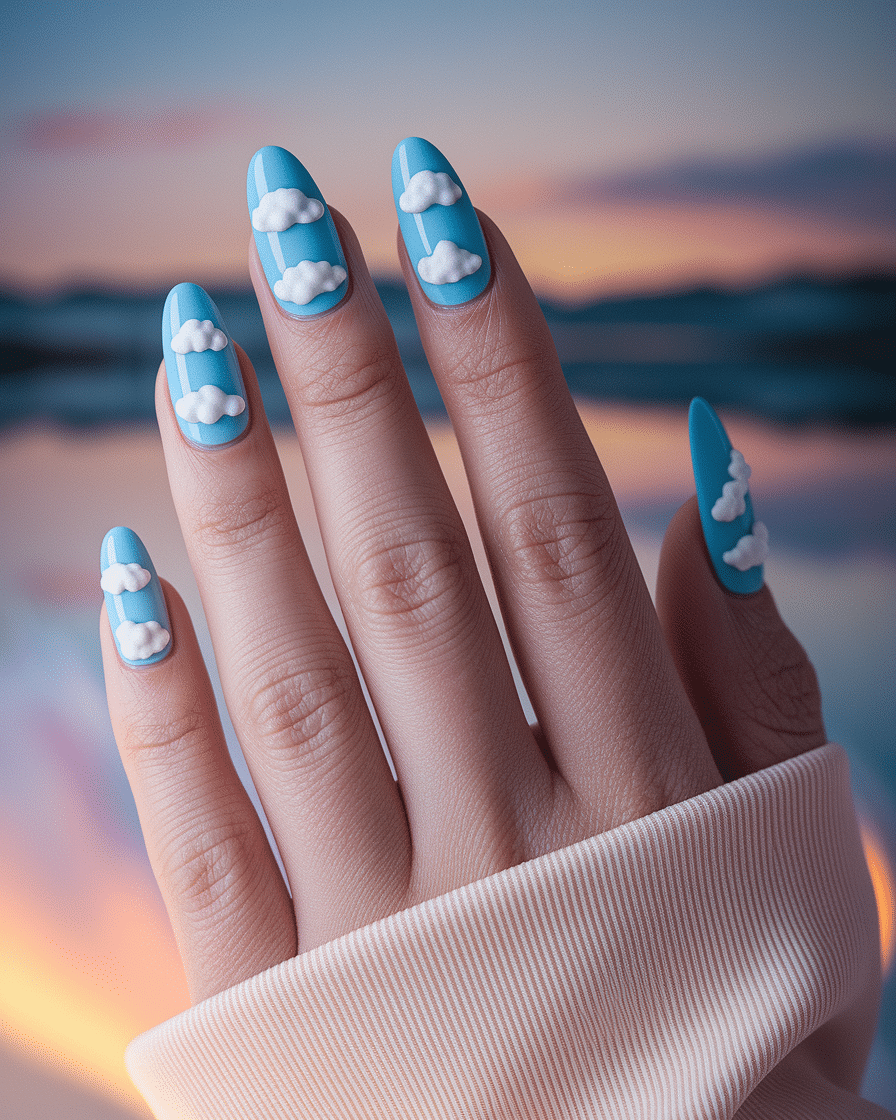 0015_3_a-beautifully-captured-photograph-of-a-g_XyKfLms_TNC2kyTlRObIrQ_gCZTQFeATWS_Sfl53Ns0eg The Dreamiest Summer Nail Trend: Blue Sky Nails with Fluffy Clouds