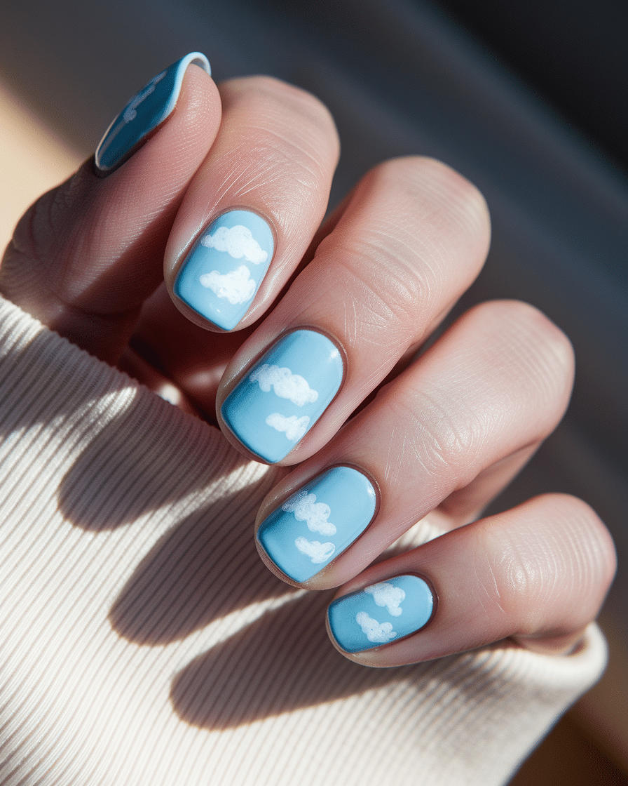 0017_3_a-close-up-photograph-of-a-beautifully-m_zvs18DJpSiOvZDQ3IP1wnA_yis_K7Q8TailRqjUAe2Zvw The Dreamiest Summer Nail Trend: Blue Sky Nails with Fluffy Clouds