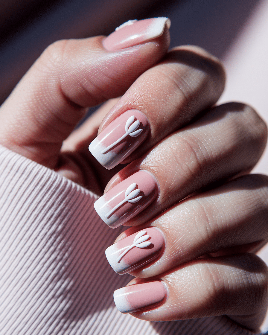 Elegant Nail Trends with Floral French Tips for a Feminine Touch