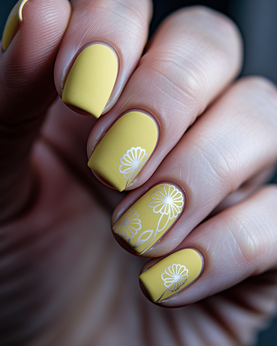 Elegant Summer Nail Designs Featuring Yellow, French Tips, and Floral Accents