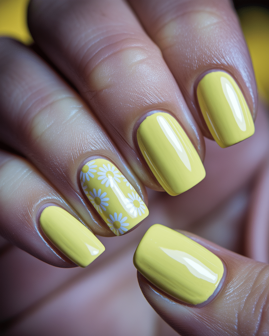 Bright and Stylish Short Square Nails: The Yellow Look You’ll Love