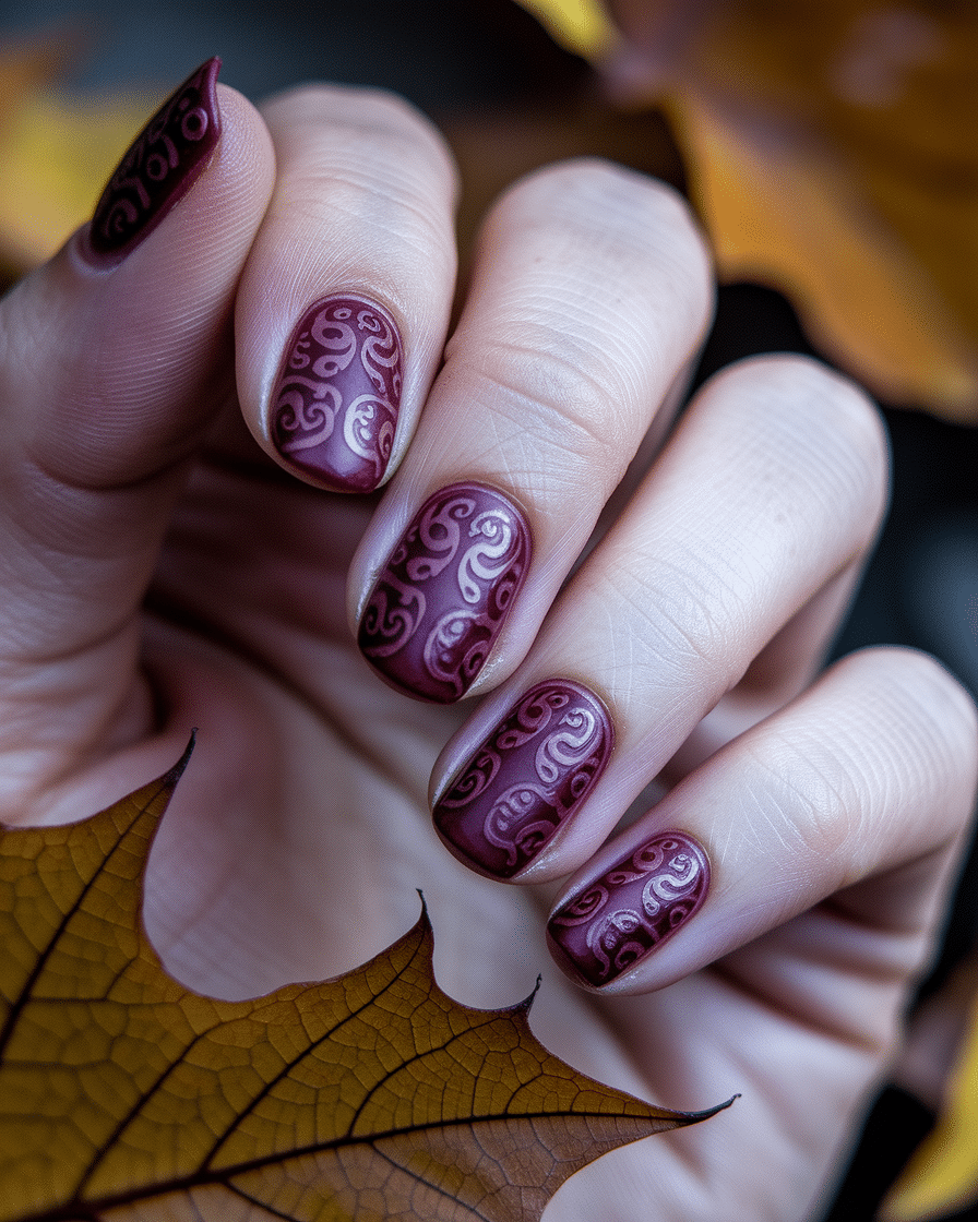 0007_3_a-close-up-photograph-captures-a-hand-wi_xMjnAbmhTeiihVIfstiJqQ_9sxRLWDaSfSjeAx9VWY1ew Fall Nail Art Inspiration: Bold Print Designs to Elevate Your Seasonal Style