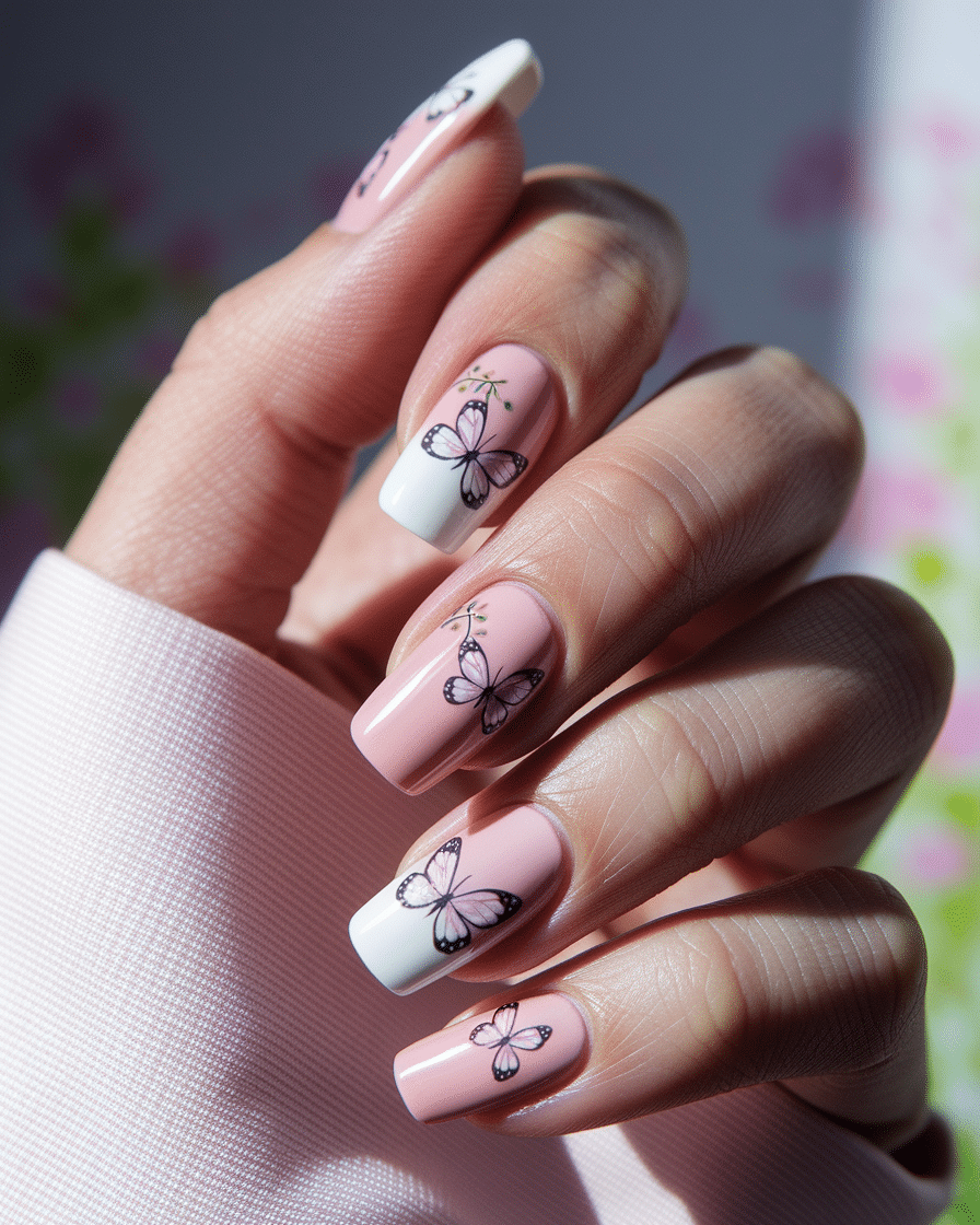 0008_2_a-close-up-photograph-captures-the-intri_UpE8ILwORx-qlKmcJPhd3A_3Ox8u7p8T-mEGnTFvVvWmA Pretty Spring Nail Designs with Butterfly and Pink Accents