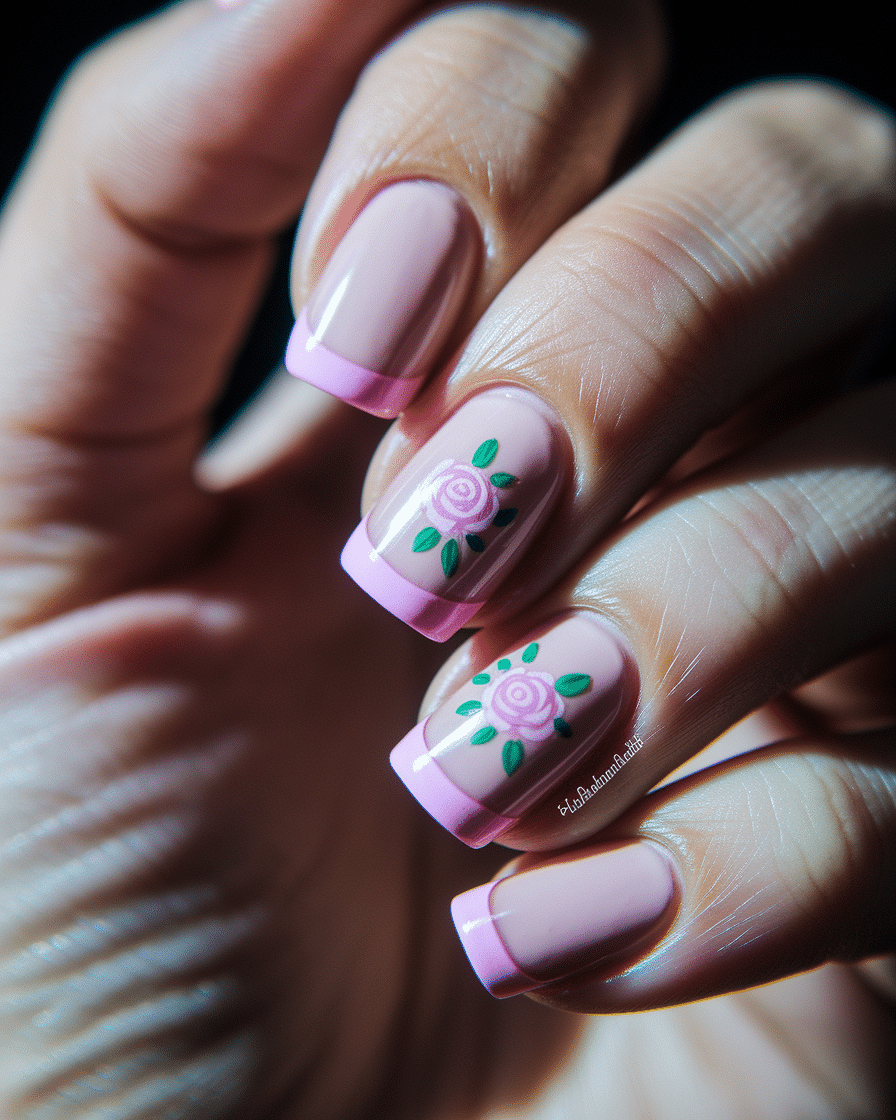 Elegant Nail Trends with Floral French Tips for a Feminine Touch