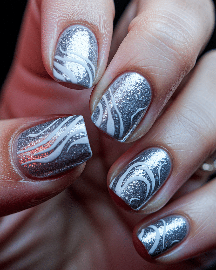 Sparkly Silver Nails for a Chic and Modern Look