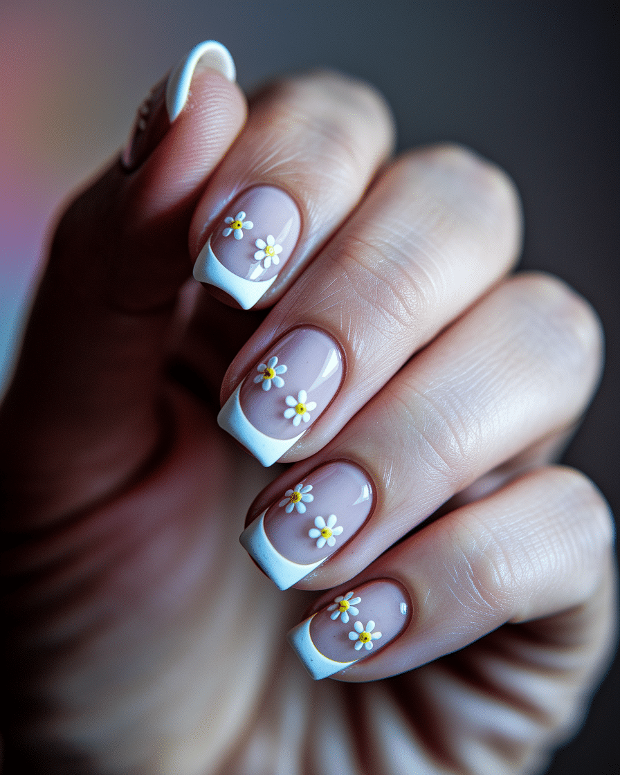0011_3_a-close-up-photograph-captures-a-beautif_YDd79aY_QSugRdzTOm3n3g_uWAkBCT4Ruqe3Zy7Do_sjw_cover Elegant Summer Nail Designs Featuring Yellow, French Tips, and Floral Accents