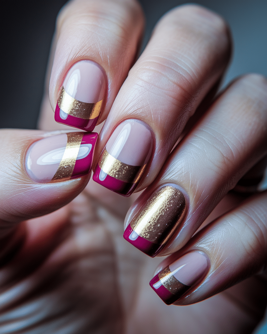 Elegant Spring Nail Trends with Red and Gold Accents