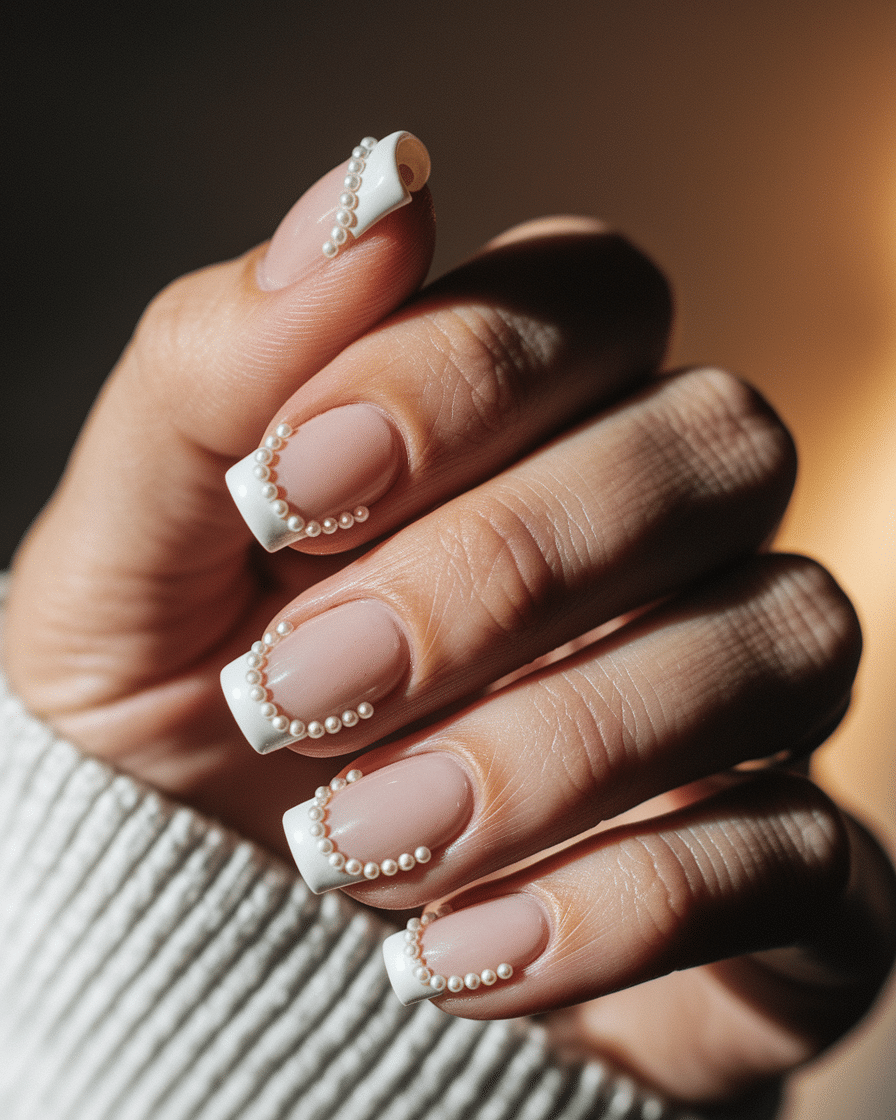 0002_3_a-close-up-photograph-of-a-beautifully-m_pViS1xl_Qnm-2pidHWBJQg_xlo1GUi7TmivrAUcYN1Bzw Elegant Nail Trends with Pearls and French Tips for a Timeless Look