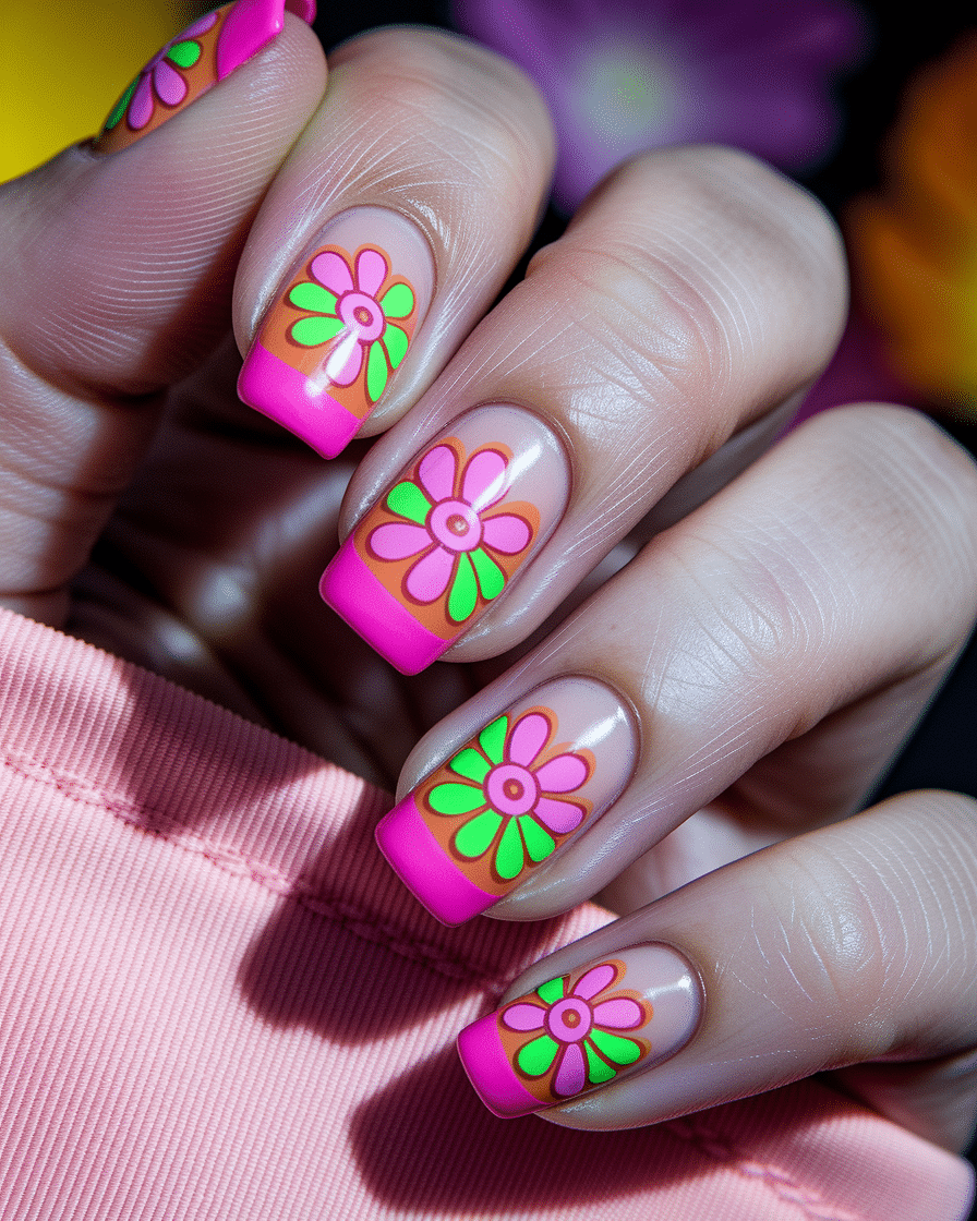 Floral French Tip Nail Designs That Blend Elegance and Playful Color