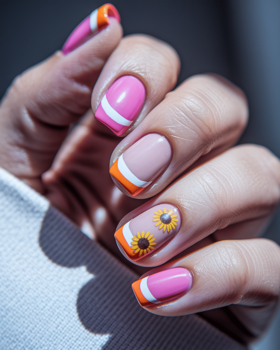 Floral French Tip Nail Designs That Blend Elegance and Playful Color