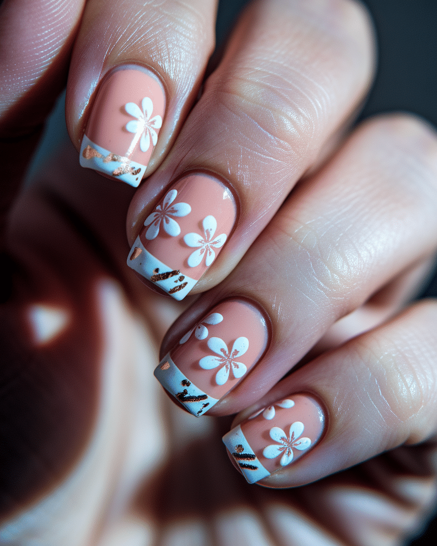 Floral French Tip Nail Designs That Blend Elegance and Playful Color