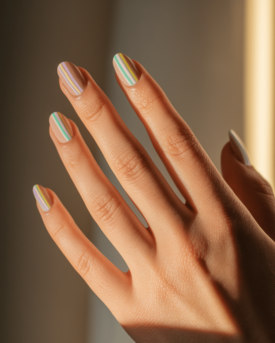 0012_1_in-a-close-up-photograph-a-graceful-hand_FqJXdIQFSV-VfTm1tvNg3w_ufNxJ7qgT_GBKMnl5gAHWg Colorful Stripe Nail Designs That Add a Playful Twist to Your Manicure